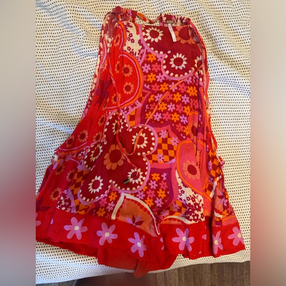 Free People retro Red Halter Tie Front Tank Top medium - Picture 2 of 3